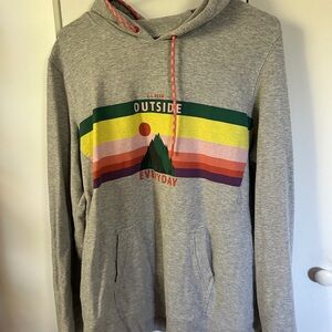 L.L. Bean Gray Hoodie with Colorful Stripe Graphic